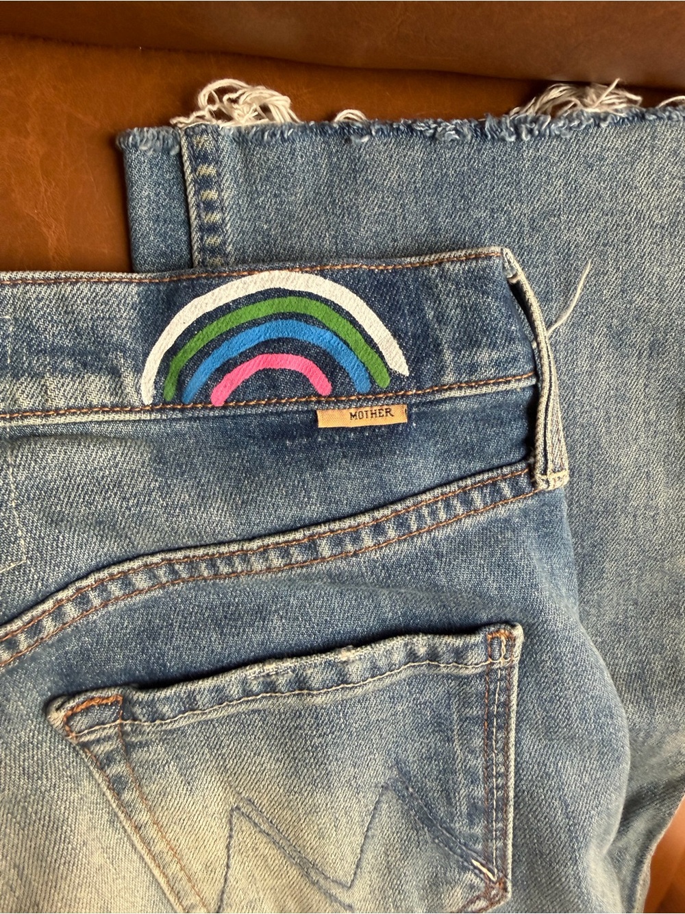 MOTHER The Tomcat Ankle Fray Rainbow Sz 25